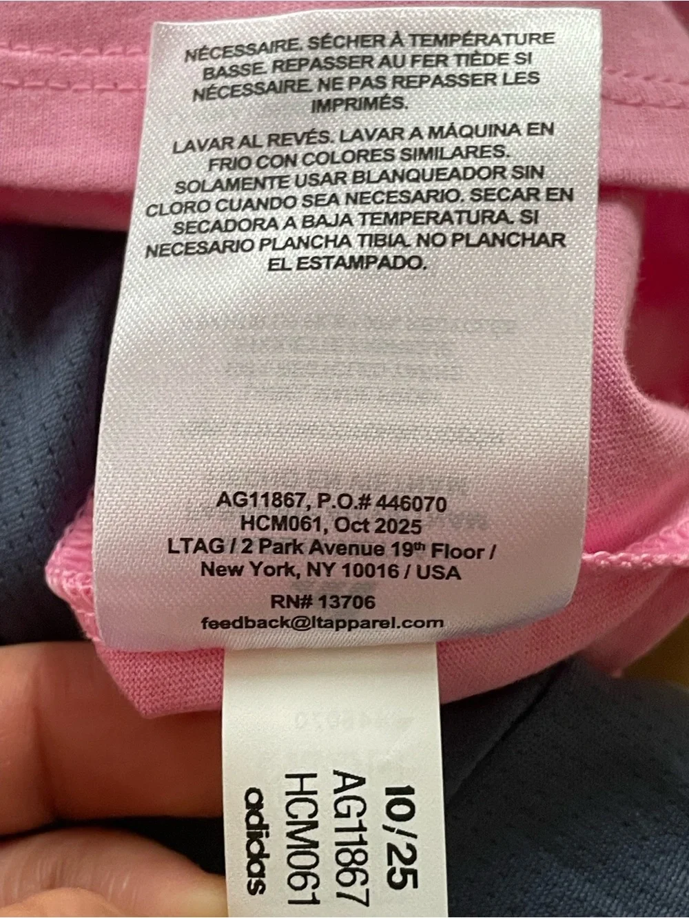 adidas Pink Short Sleeve Tee with Navy Logo - Kids
